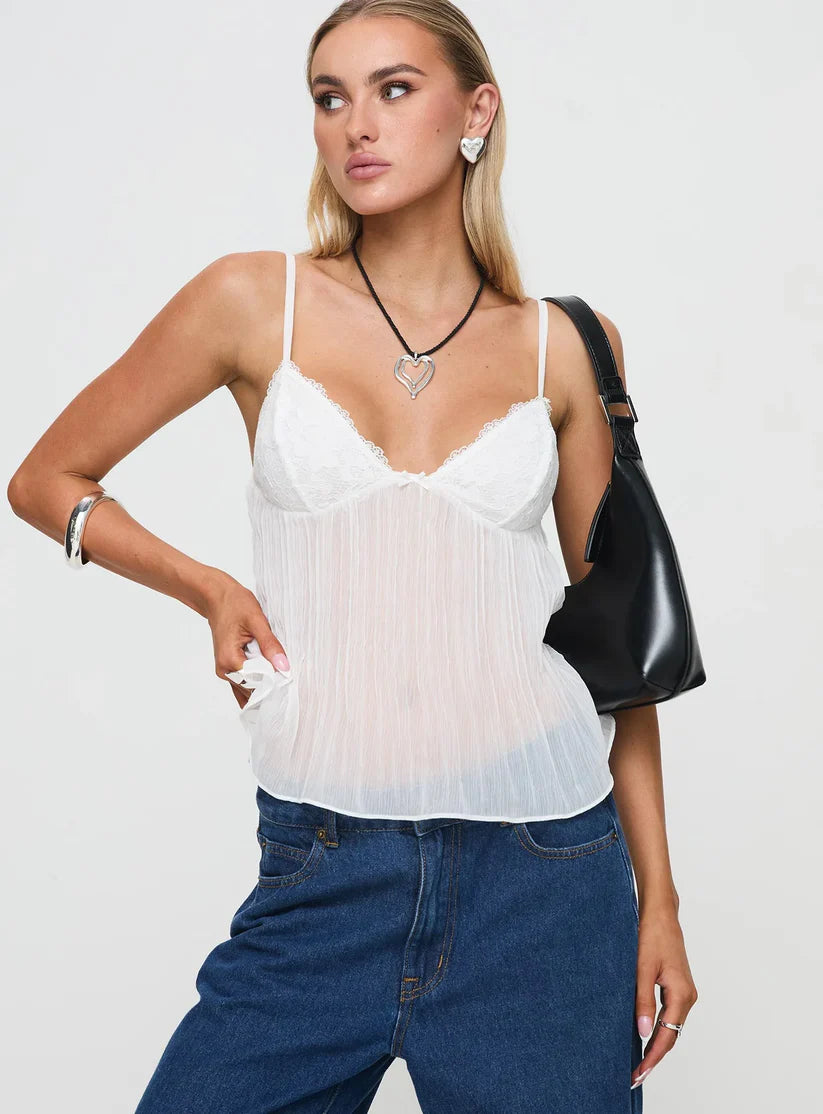 Lace Pleated Top
