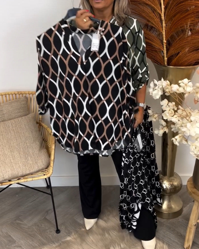 Janny™ Casual Blouse met Lange Mouwen en Elegant Patroon