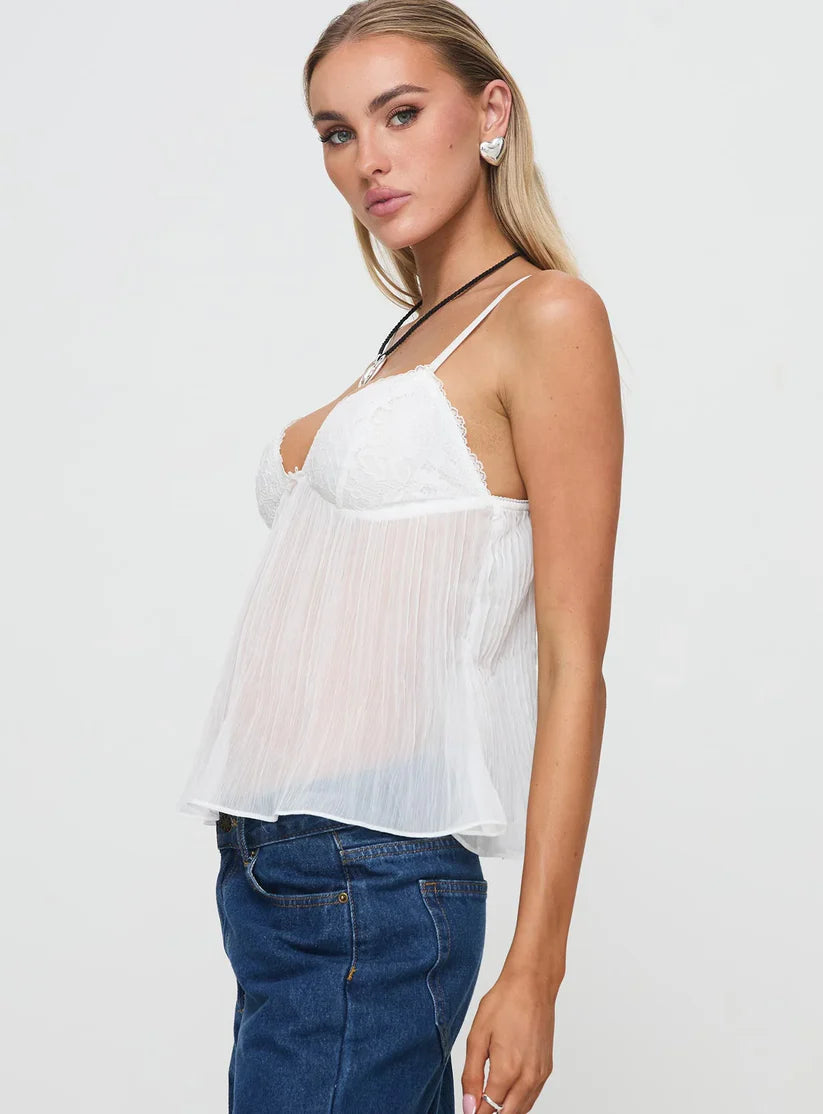 Lace Pleated Top