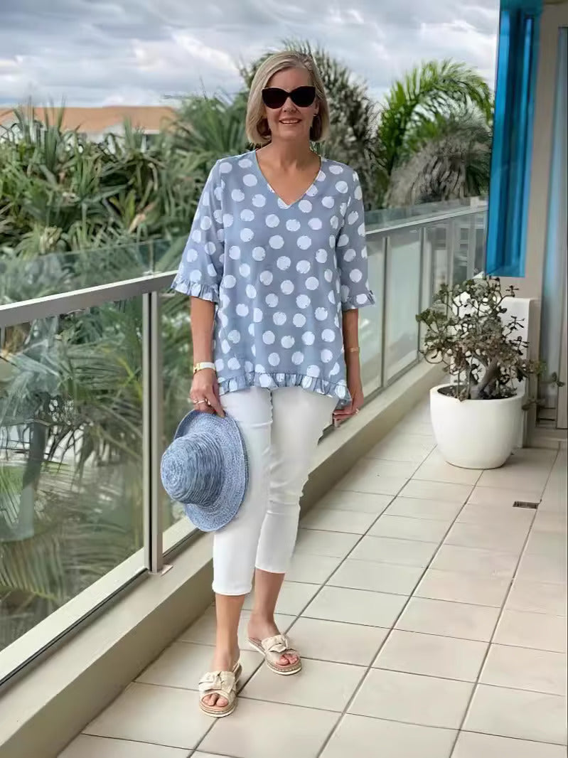 Vionica - Elegante Polka Dot Blouse