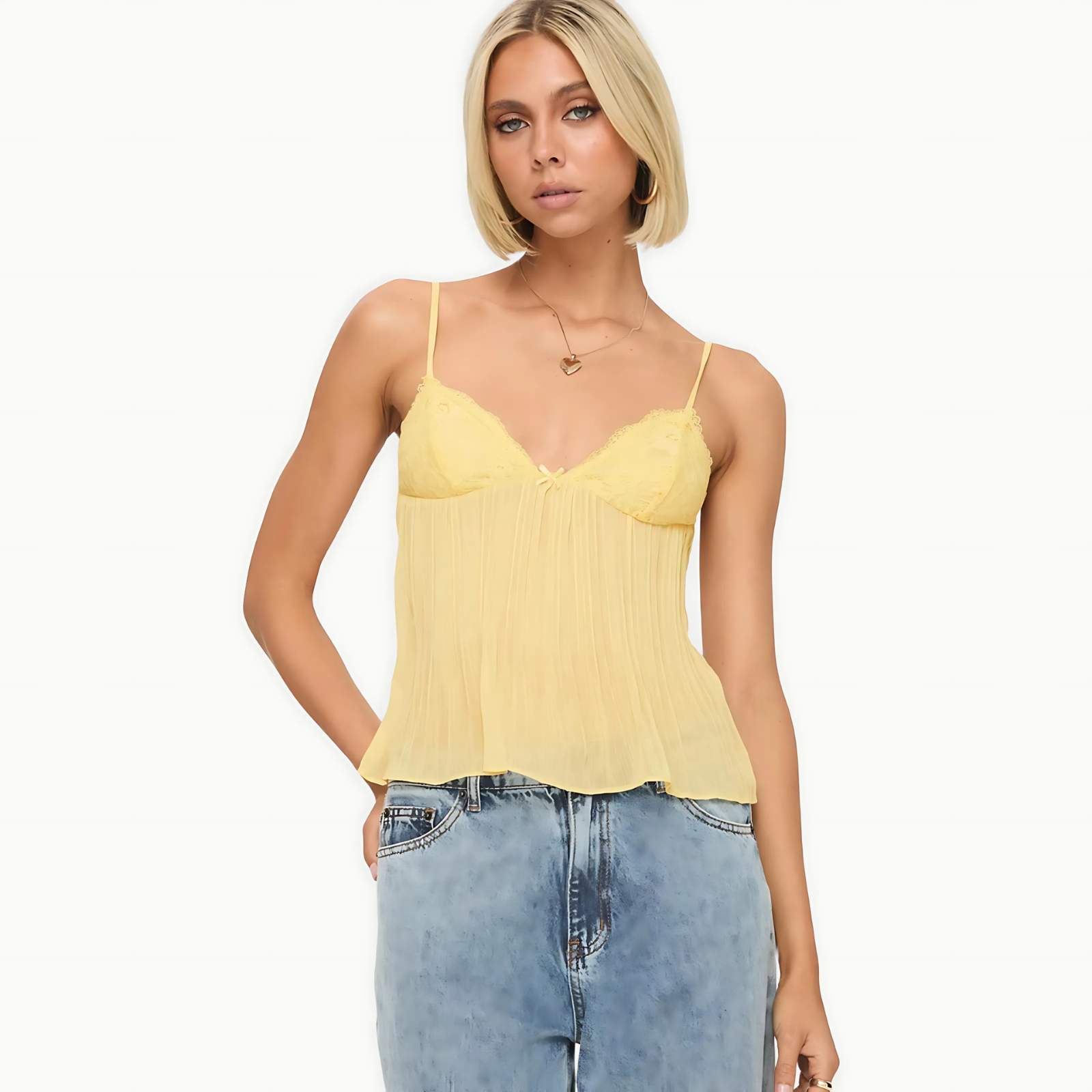 SatinEase Plissé Cami Top