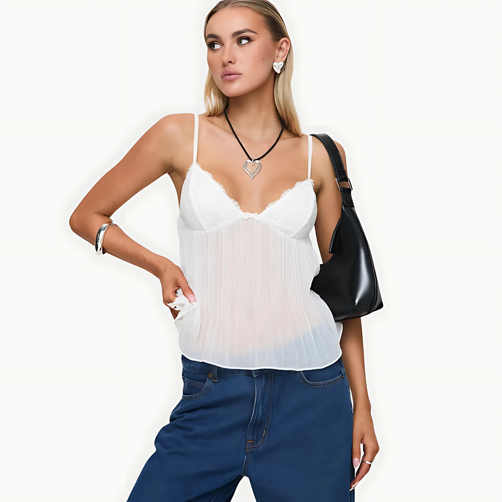 SatinEase Plissé Cami Top