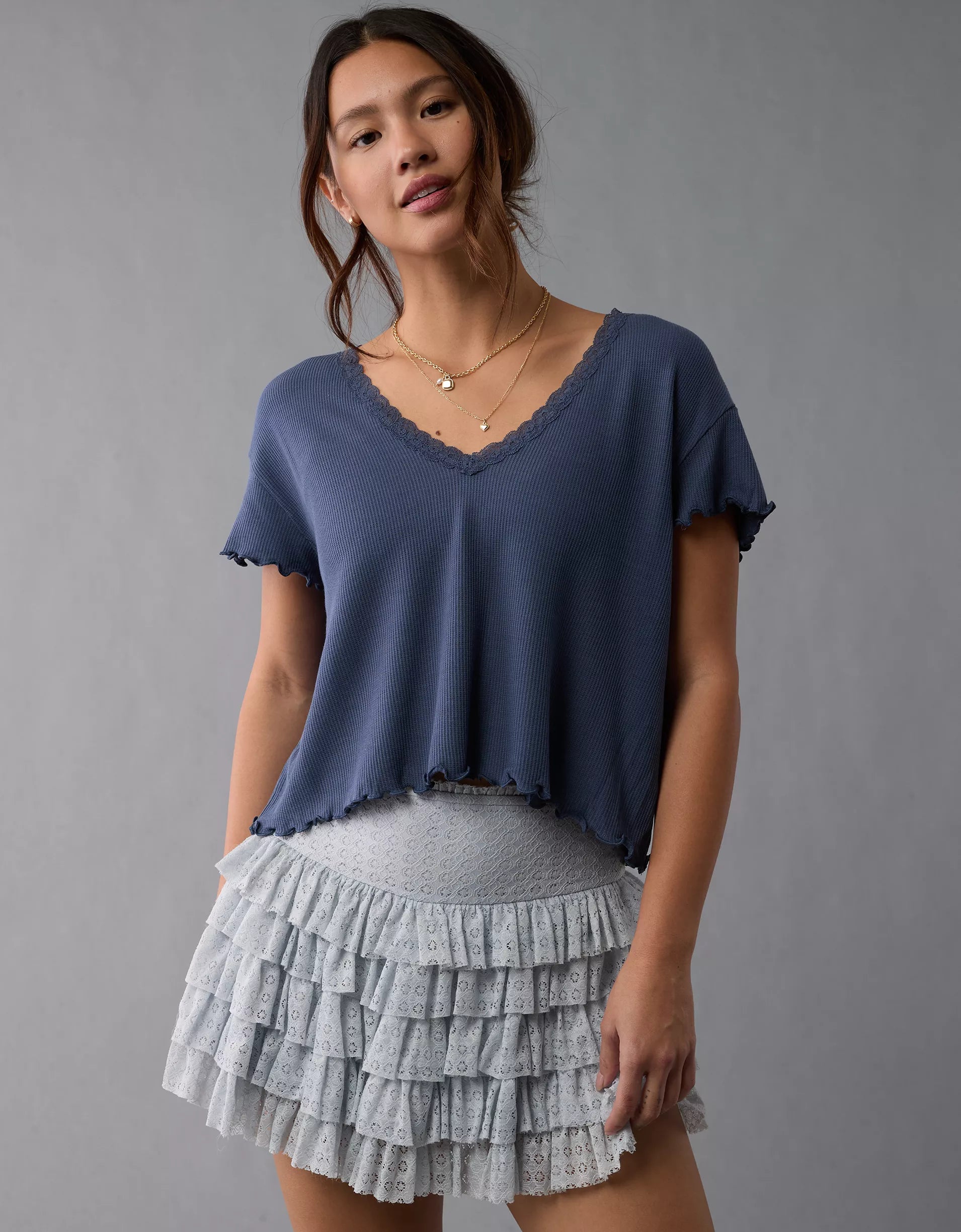 Cropped Waffle Top